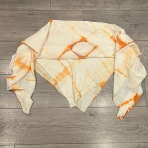Lightweight Linen Hand Dyed White & Orange Tie-Dye Scarf